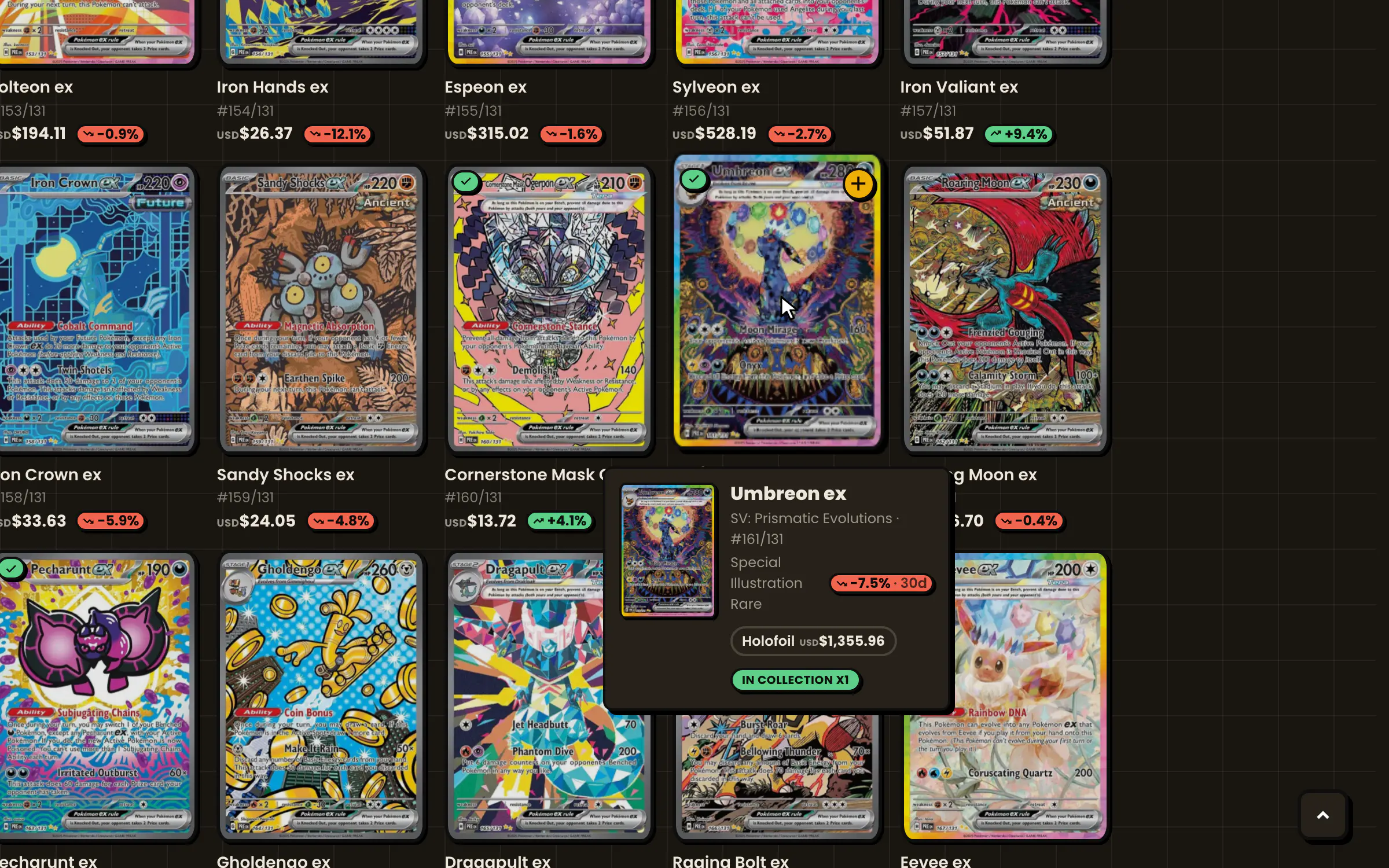 A card preview open over the page it was hovered on